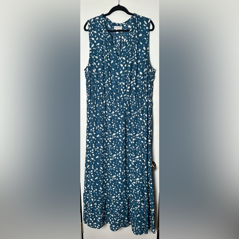 Molly & Isadora 3X Teal Smocked Waist Maxi Dress Sleeveless